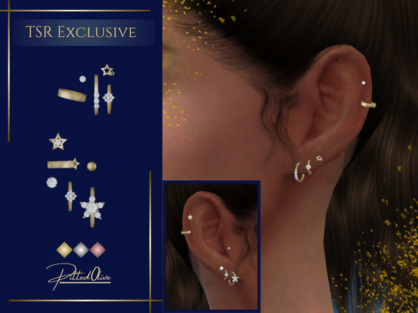 Sims 4 — Seren Stud Set by Pitted0live — Set of various stud and hoop piercings Custom catalog image