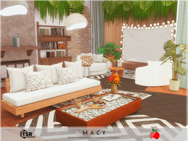 Sims 4 — Macy - living room by melapples — a living room with a natural touch. enjoy! 9x8
