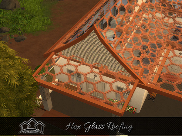 Sims 4 — Hex Glass Roofing2 by Emerald — Decorative hex glass roof can add a touch of elegance to your exterior design.