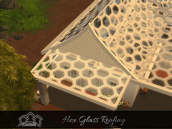 Sims 4 — Hex Glass Roofing3 by Emerald — Decorative hex glass roof can add a touch of elegance to your exterior design.