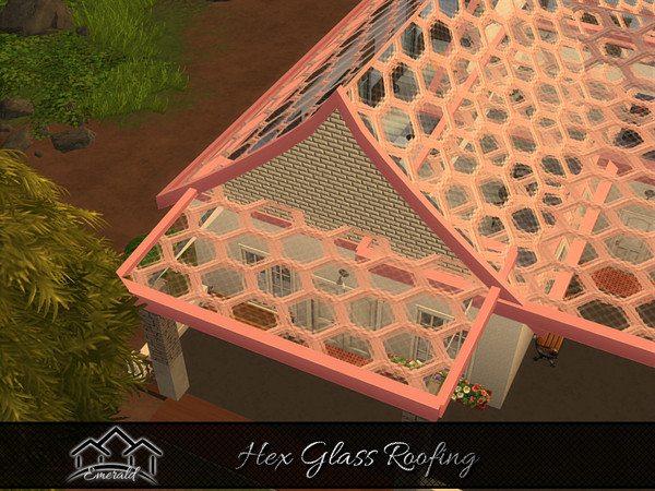 Sims 4 — Hex Glass Roofing4 by Emerald — Decorative hex glass roof can add a touch of elegance to your exterior design.