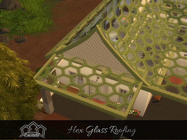 Sims 4 — Hex Glass Roofing5 by Emerald — Decorative hex glass roof can add a touch of elegance to your exterior design.