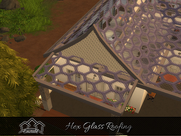Sims 4 — Hex Glass Roofing6 by Emerald — Decorative hex glass roof can add a touch of elegance to your exterior design.