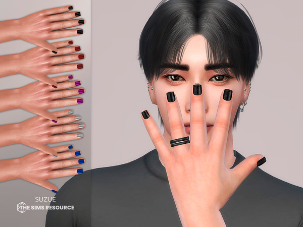 Sims 4 — Square Nails Male by Suzue — New Mesh (Suzue)