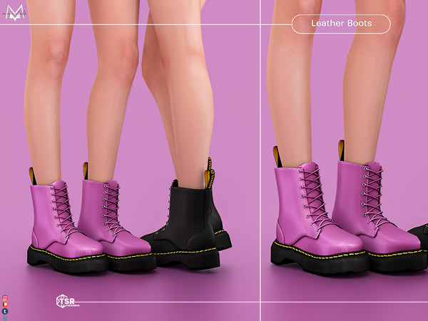 Sims 4 — Leather Boots S471 (Female) by Mermalade — New Mesh