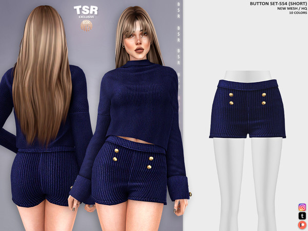 Sims 4 — BUTTON SET-554 (SHORT) BD1429 by busra-tr — 10 colors Adult, Elder, Teen, Young Adult