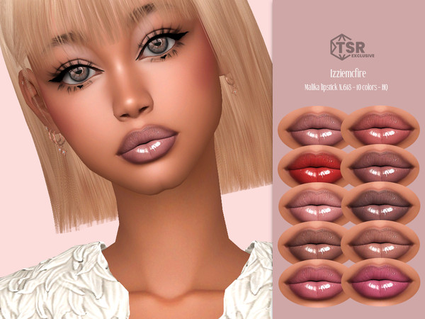 Sims 4 — IMF Malika Lipstick N.618 by IzzieMcFire — Malika Lipstick N.618 contains 10 colors in hq texture. Standalone