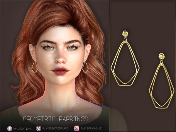 Sims 4 — Geometric Earrings by PlayersWonderland — Simple geometric shaped earrings. - 5 Swatches