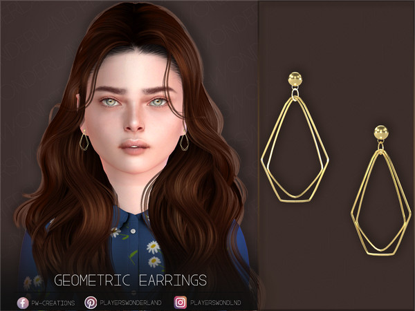 Sims 4 — Geometric Earrings Kids by PlayersWonderland — Kids version of my geometric earrings. - 5 Swatches