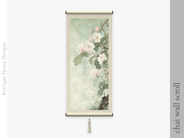 Sims 4 — Chai Wall Scroll by kerriganhouse — An earthy tea dining and clutter set, inspired by Japanese and Chinese