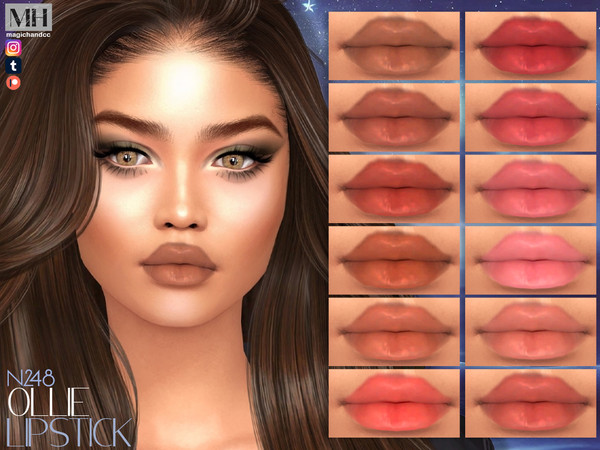 Sims 4 — Ollie Lipstick N248 by MagicHand — Creamy matte lips in 16 colors - HQ Compatible.