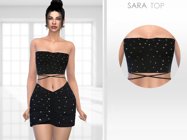 Sims 4 — Sara Top by Puresim — Black top for female sims.