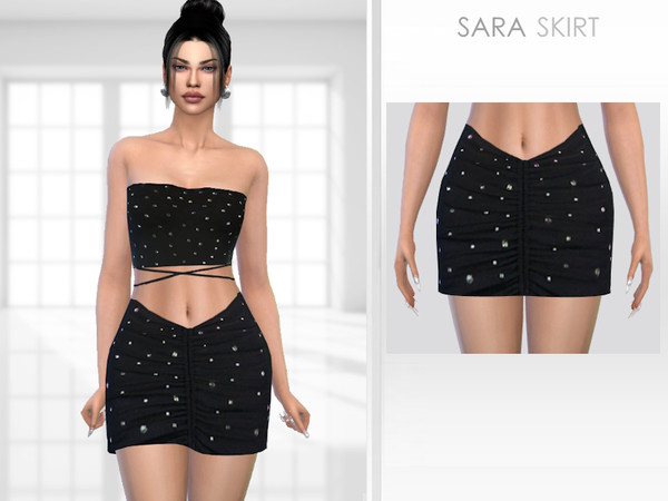 Sims 4 — Sara Skirt by Puresim — Black skirt for female sims