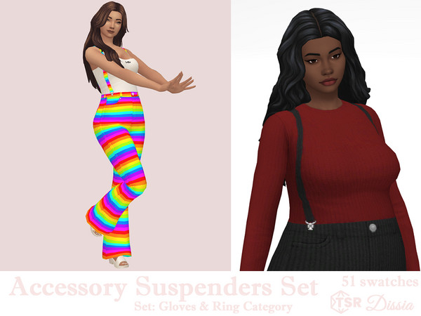 Sims 4 — Accessory Suspenders Set by Dissia — Accessory suspenders in many colors for female sims