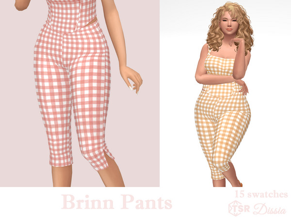 Sims 4 — Brinn Pants by Dissia — Under the knee plaid shorts