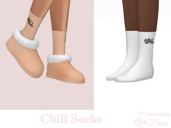 Sims 4 — Chill Socks by Dissia — Socks with simlish "chill" print