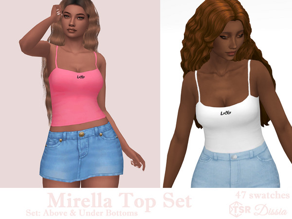 Sims 4 — Mirella Top (Above Bottoms) by Dissia — Tank top in two versions: above or under bottoms