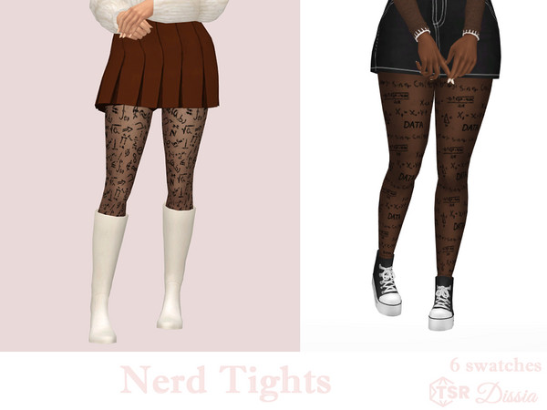 Sims 4 — Nerd Tights by Dissia — Math related semi transparent black tights