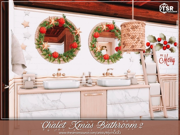 Sims 4 — Chalet Xmas Bathroom 2 by MychQQQ — Value: $ 8,047