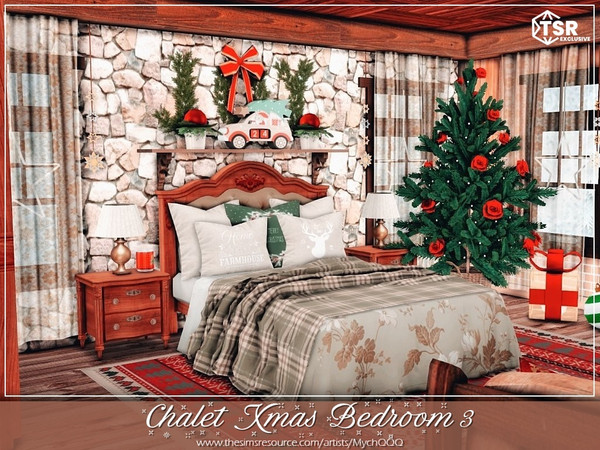 Sims 4 — Chalet Xmas Bedroom 3 by MychQQQ — Value: $ 30,175