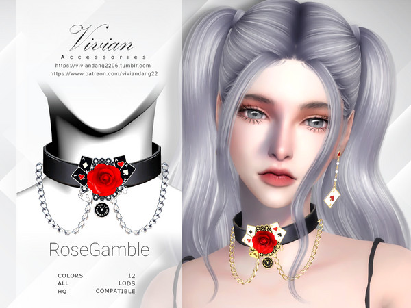 Sims 4 — Rose Gamble Choker by VivianDang — - All new meshes