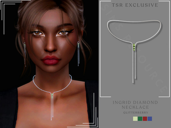 Sims 4 — Ingrid Diamond Necklace by Glitterberryfly — A diamond necklace with gemstones