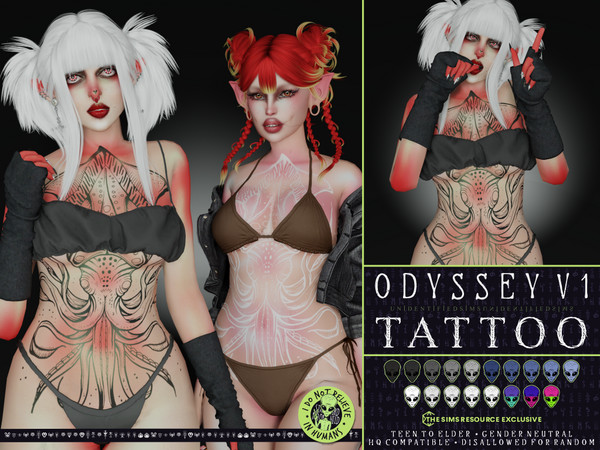 Sims 4 — Odyssey V1 Tattoo by unidentifiedsims — x6 Colours