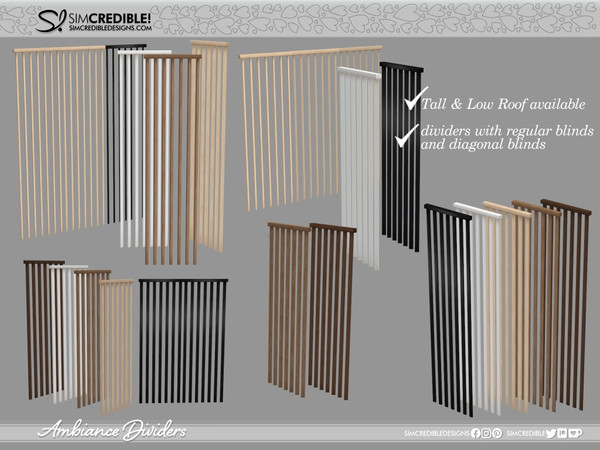 Sims 4 — Ambiance Divider Diagonal Blinds Tall by SIMcredible! — Bringing to TSR the Ambiance series. This first set of