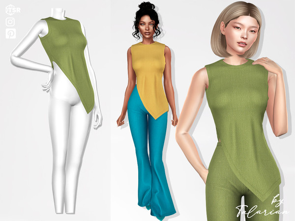 Sims 4 — Mckenzie Top by talarian — A sleeveless top featuring an asymmetrical, pointed hem on one side