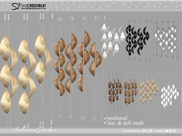 Sims 4 — Ambiance Divider Leaves by SIMcredible! — Bringing this time the third part of our Ambiance collection. These