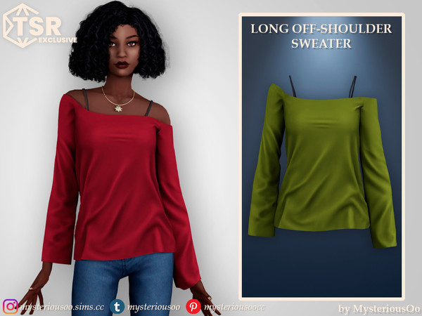 Sims 4 — Long off-shoulder sweater by MysteriousOo — Long off-shoulder sweater in 6 colors