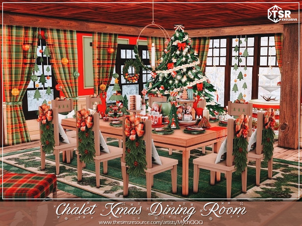 Sims 4 — Chalet Xmas Dining Room by MychQQQ — Value: $ 17,743