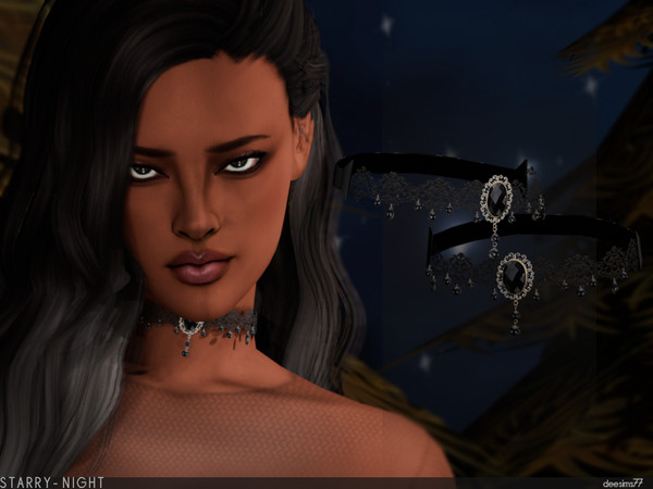 Sims 4 — Starry-Night Choker - Deesims77 by Deesims77 — - 1 Colour