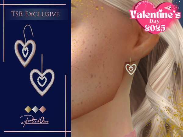 Sims 4 — Cupid Earrings by Pitted0live — Valentines day heart shaped earrings Custom catalog image Custom spec map