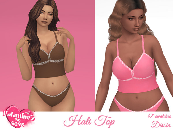 Sims 4 — Hati Top by Dissia — Tank top with lace