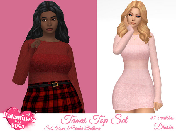 Sims 4 — Tanai Top by Dissia — Long sleeves long semi transparent top with bra under