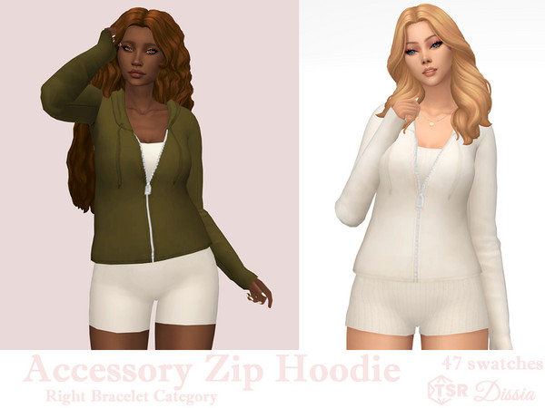 Sims 4 — Accessory Zip Hoodie by Dissia — Accessory long sleeves long zipped hoodie
