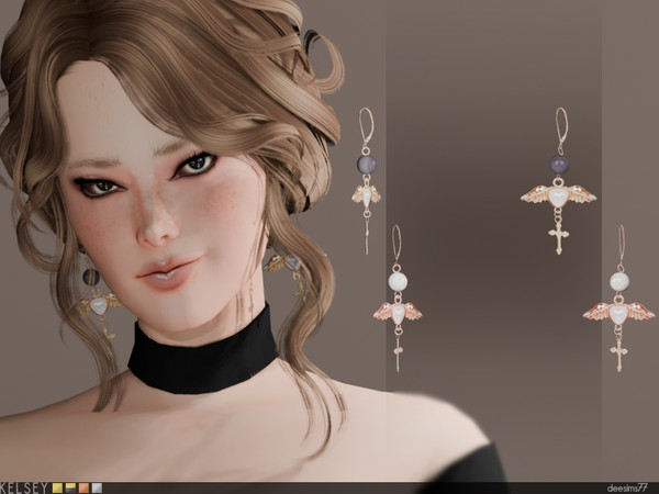 Sims 4 — Kelsey Earrings - Deesims77 by Deesims77 — - 4 Colours
