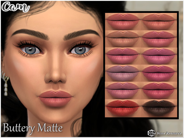Sims 4 — Buttery Matte Lip by coll22 — A natural matte lip with dainty highlights in 12 shades.