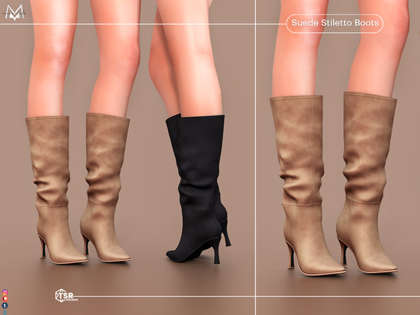 Sims 4 — Suede Stiletto Boots S485 by Mermalade — New Mesh