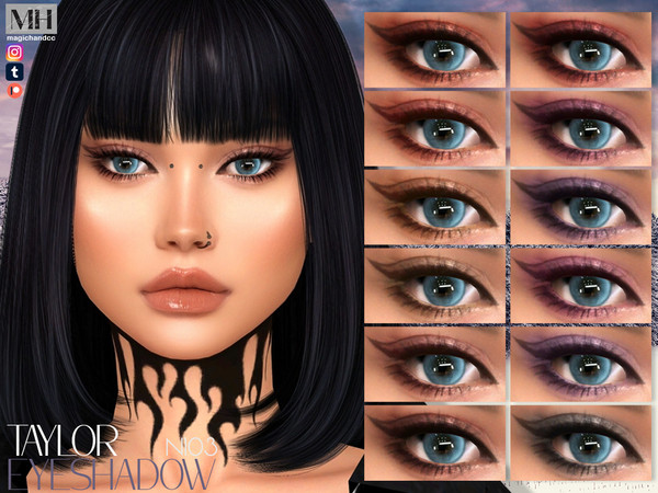 Sims 4 — Taylor Eyeshadow N103 by MagicHand — Winged eye makeup in 16 colors - HQ Compatible.