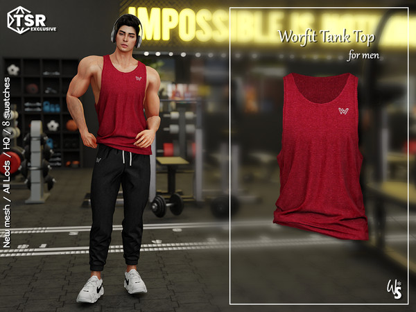 Sims 4 — Worfit Tanktop for men by WisteriaSims — - FOR MEN - NEW MESH - TEEN TO ELDER - Clothing Top Category