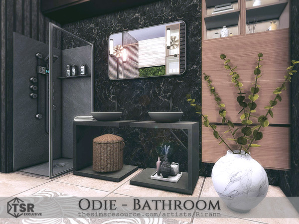Sims 4 — Odie - Bathroom - TSR CC Only by Rirann — Odie is a cozy modern bathroom