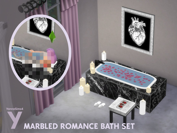 Sims 4 — YannaSims4 Marbled Romance Bath Set Side Table by YannaSims4CC — Hi! Here's a romantic bathroom set just ahead