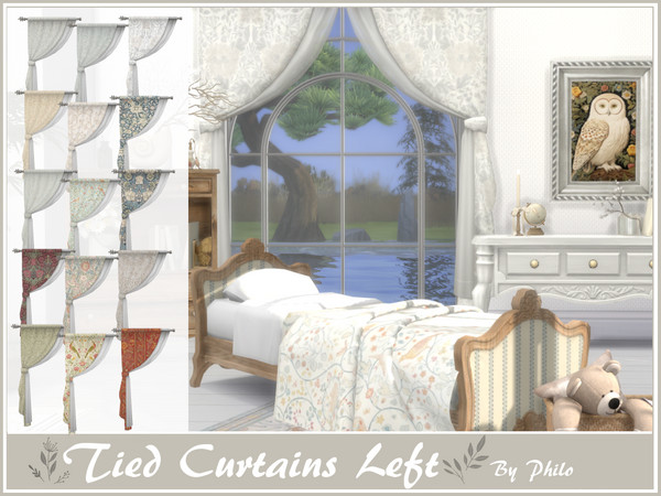 Sims 4 — Philo_Sophie Tied Curtain Left by philo — This set will give your country houses a cottagecore aesthetic:
