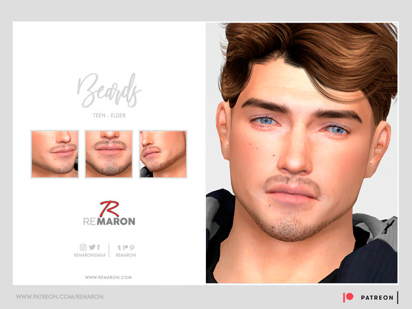 Sims 4 — Beard - Goatee Male Sim by remaron — Beard for teen to elder in The Sims 4 ReMaron_Beard07 -24 Swatches