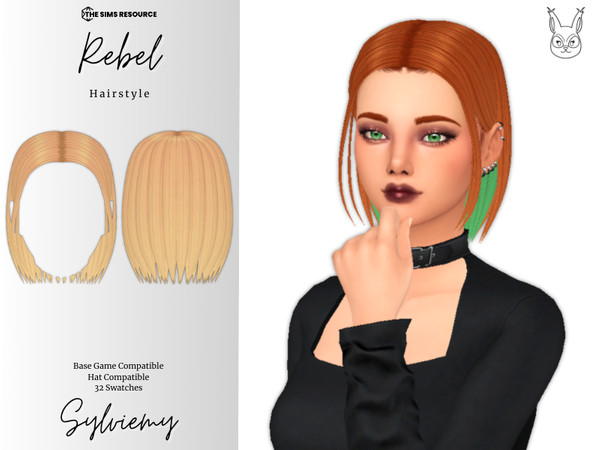 Sims 4 — Rebel Hairstyle by Sylviemy — Medium Straight Hair