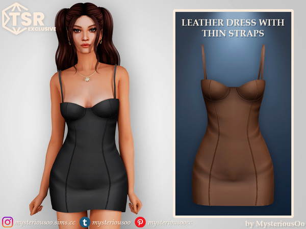 Sims 4 — Leather dress with thin straps by MysteriousOo — Leather dress with thin straps in 6 colors