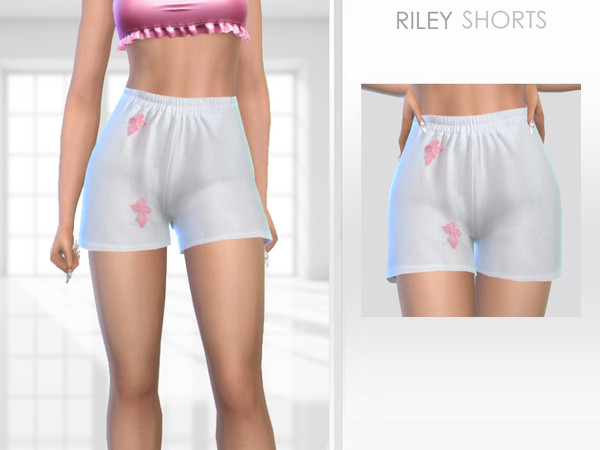 Sims 4 — Riley Shorts by Puresim — White shorts for female sims.