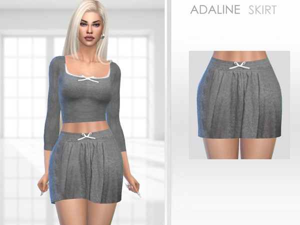 Sims 4 — Adaline Skirt by Puresim — Grey skirt for female sims